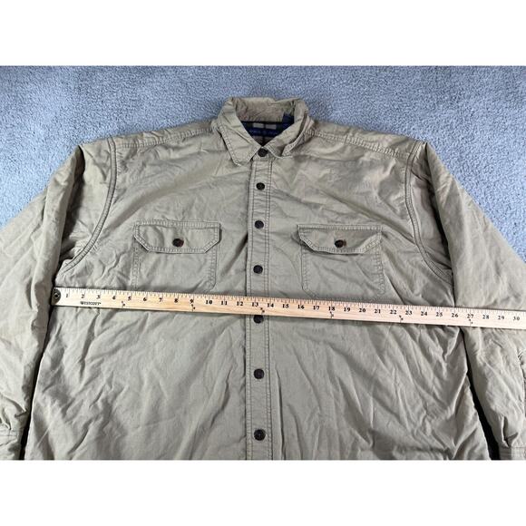 World Island Shirt Shacket Mens 2XLT Flannel Lined Brown Button Down Warm - Picture 10 of 12
